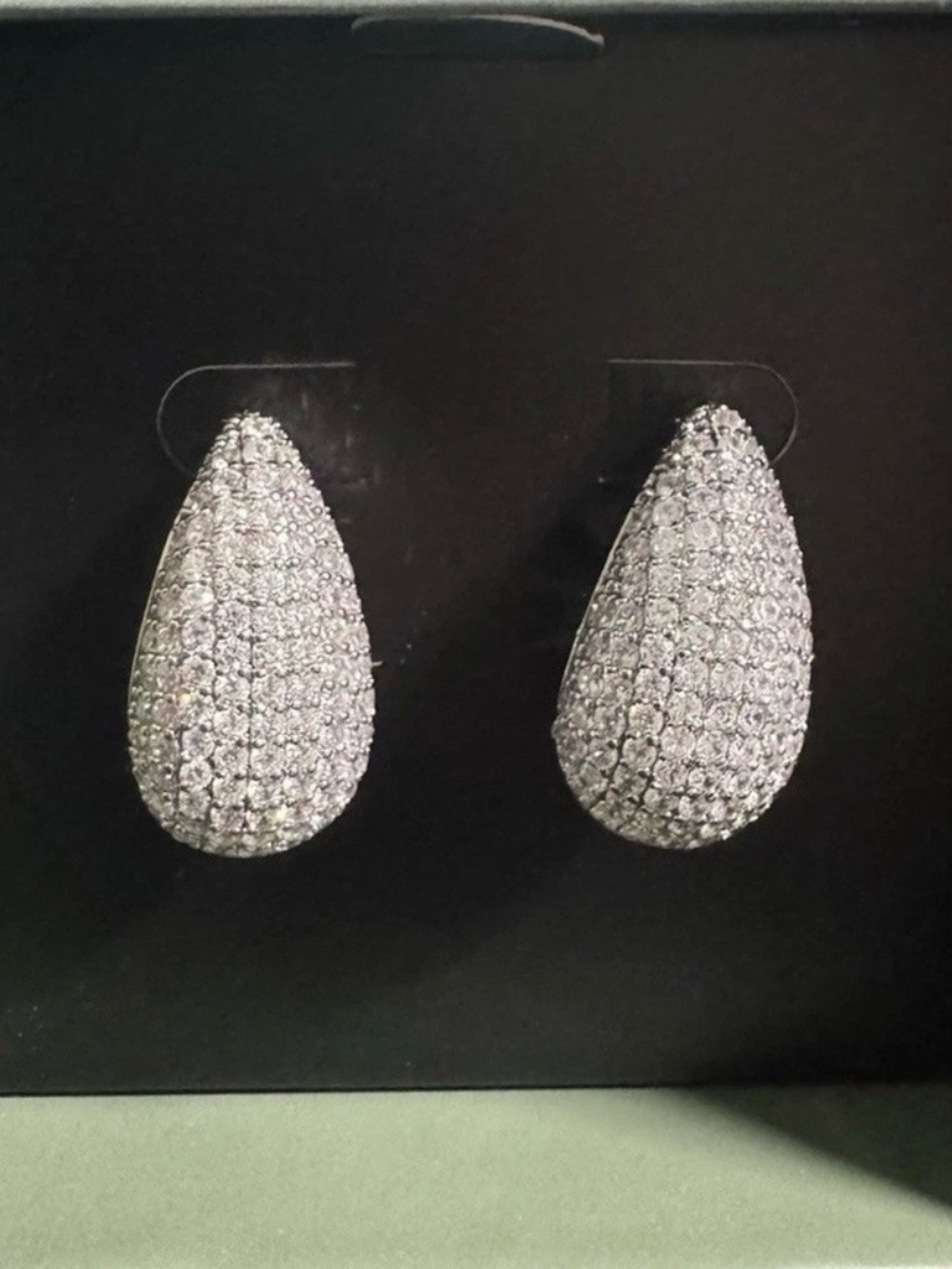 Silver Pave Teardrop Earrings - Women Jewelry